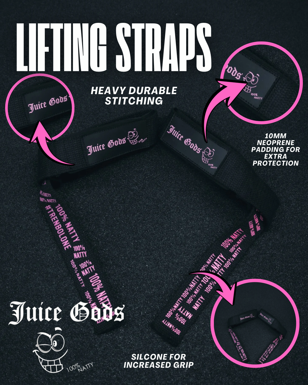 JUICE GODS - LIFTING STRAPS - Pink