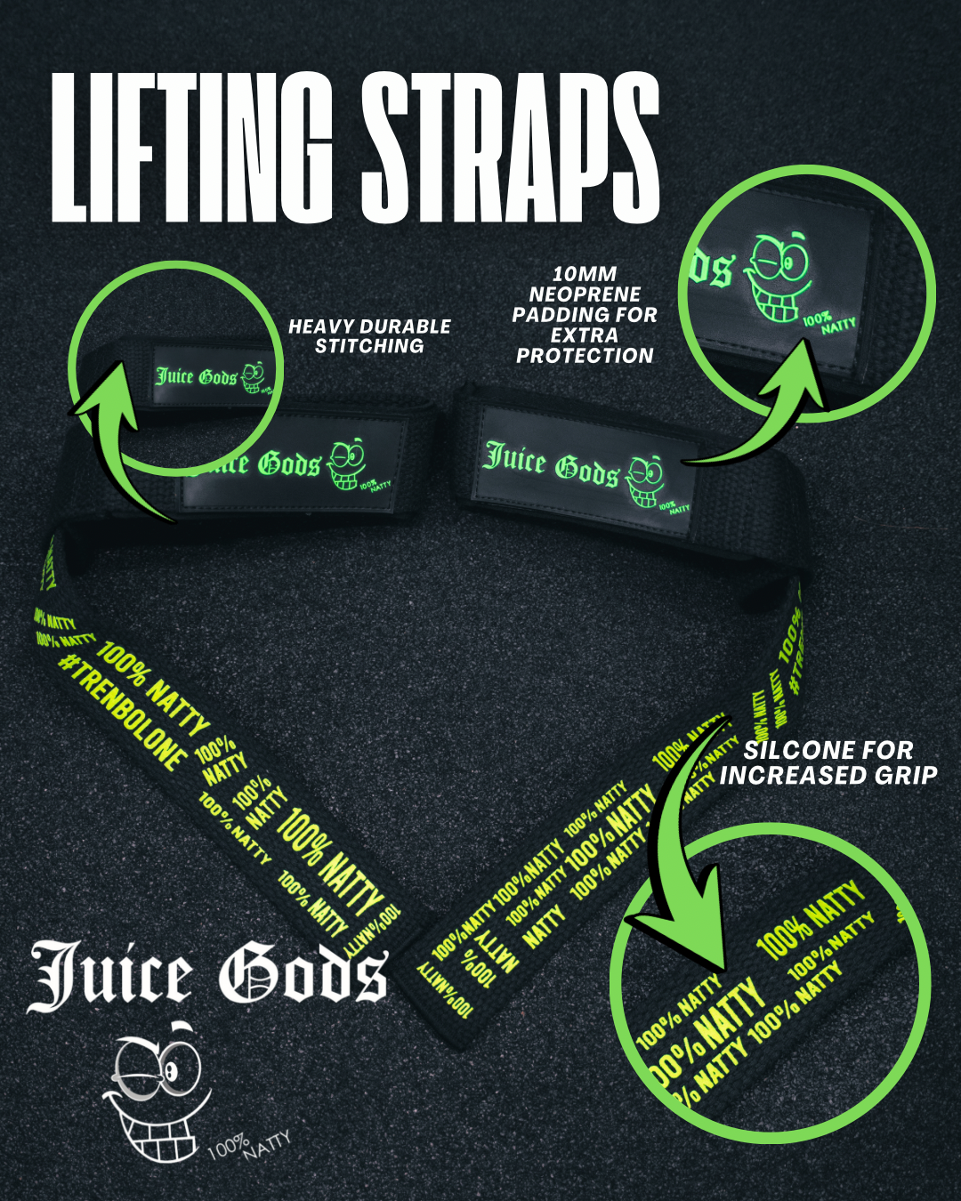 JUICE GODS - LIFTING STRAPS - green