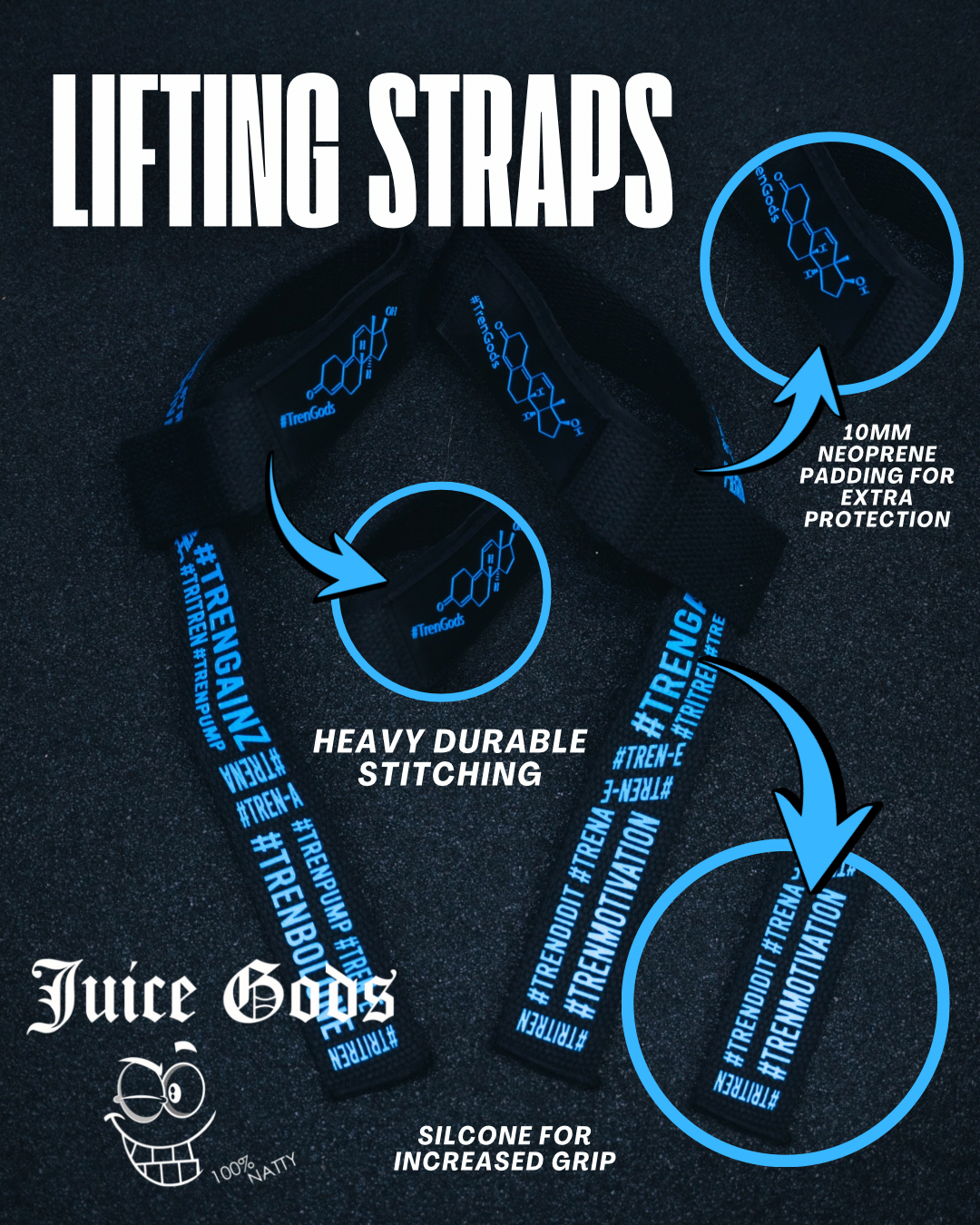 TREN GODS - LIFTING STRAPS - blue