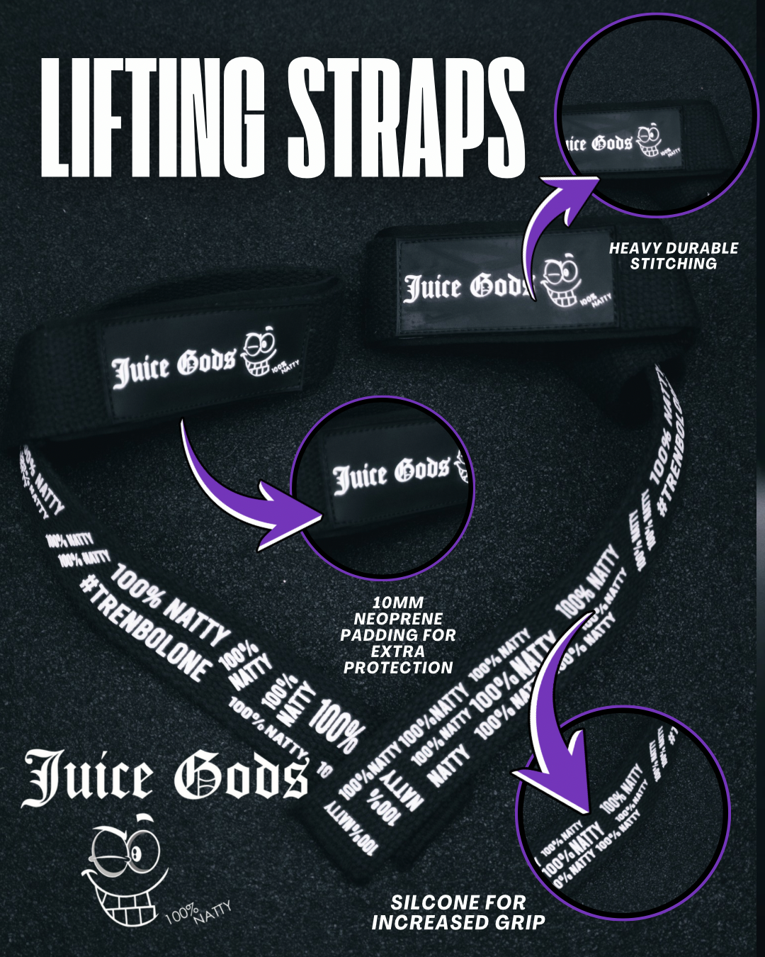 JUICE GODS - LIFTING STRAPS - white