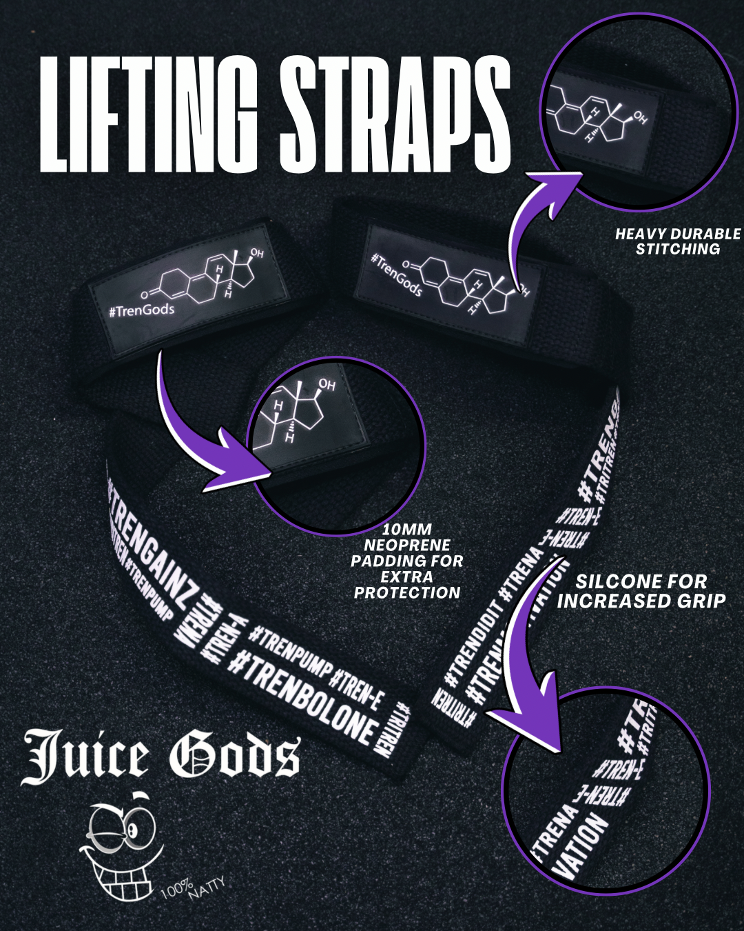 TREN GODS - LIFTING STRAPS - white