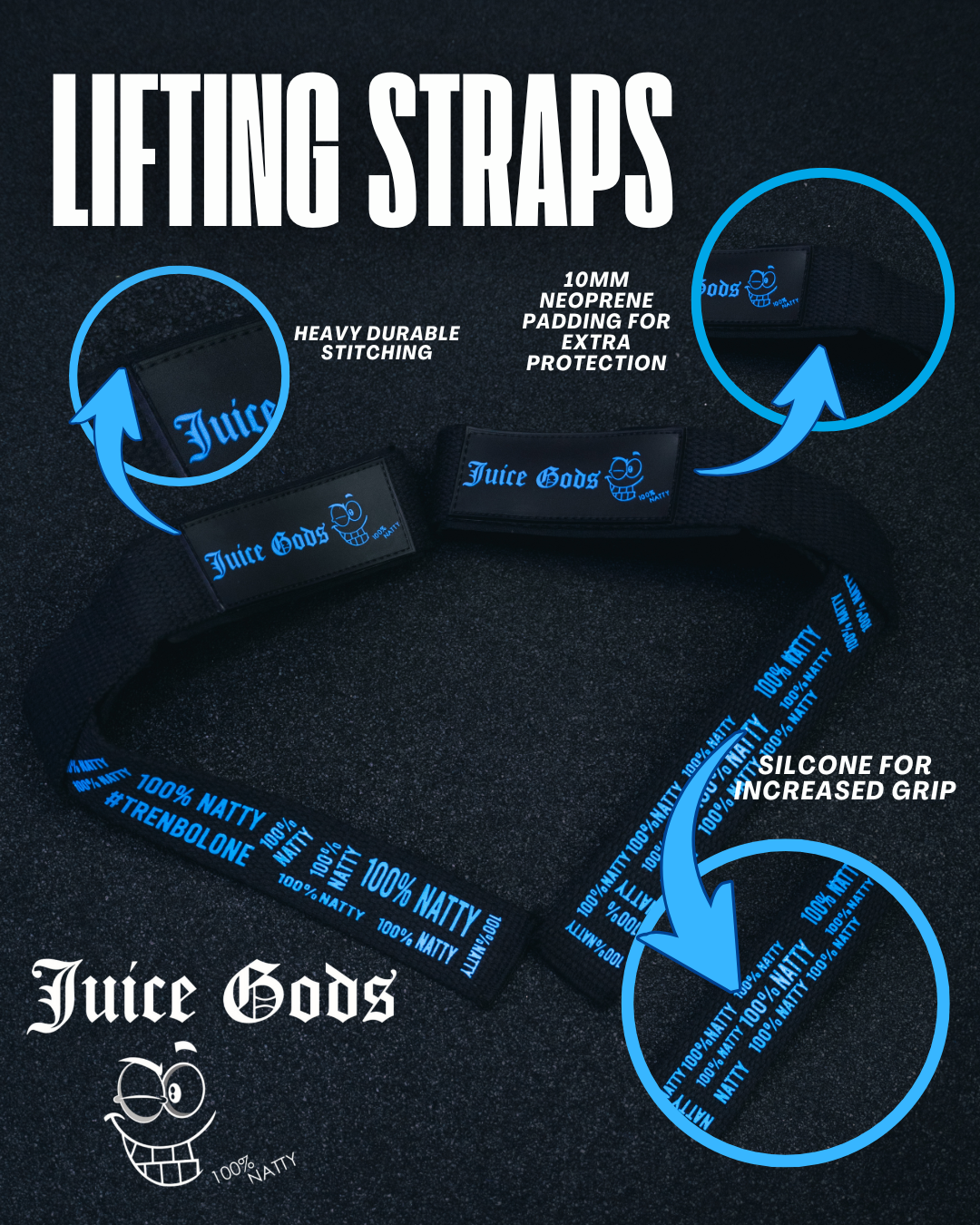 JUICE GODS - LIFTING STRAPS - blue