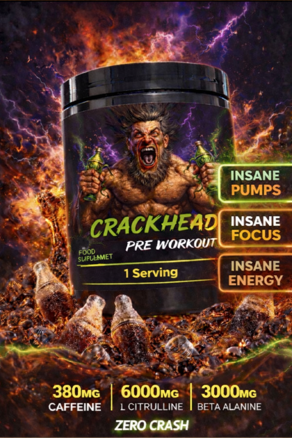 Crackhead Pre Workout Single serving Sachets - High Stim
