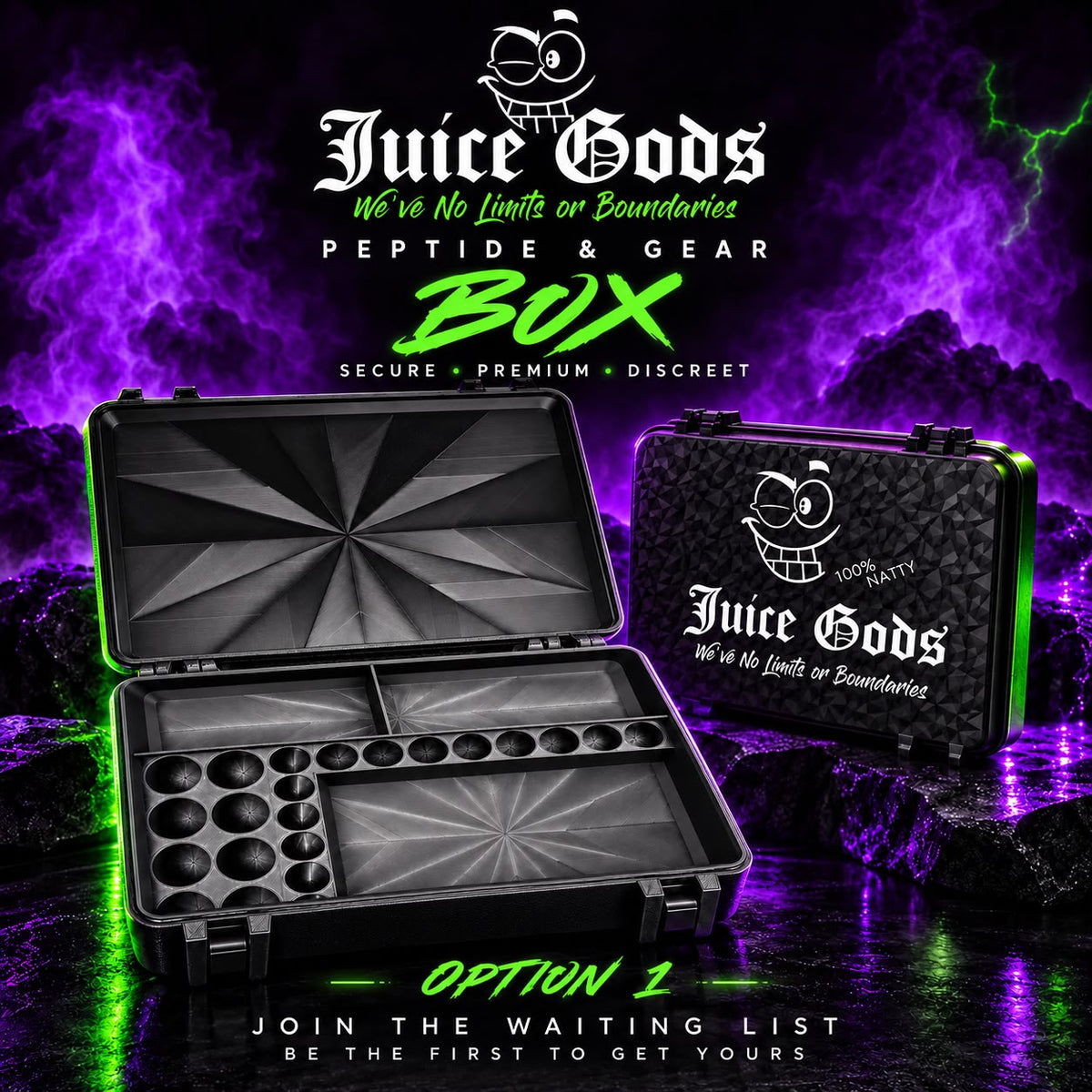 Juice Gods Peptide & Gear Storage Box.